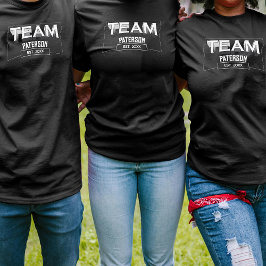 Simple Black White Family Custom Sports Team Name T Shirt