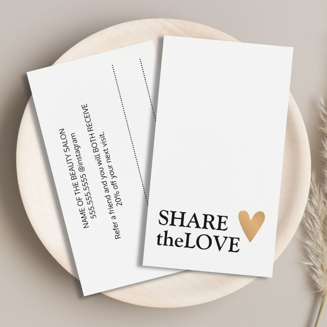 Simple Black White Faux Guld Heart Visitkort (Skapare uppladdad)