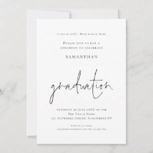 Simple Black White Grad Luncheon Studenten  Inbjudningar