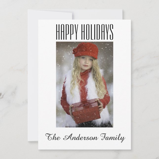 Simple Black White Guld Photo jul Julkort (Framsida)