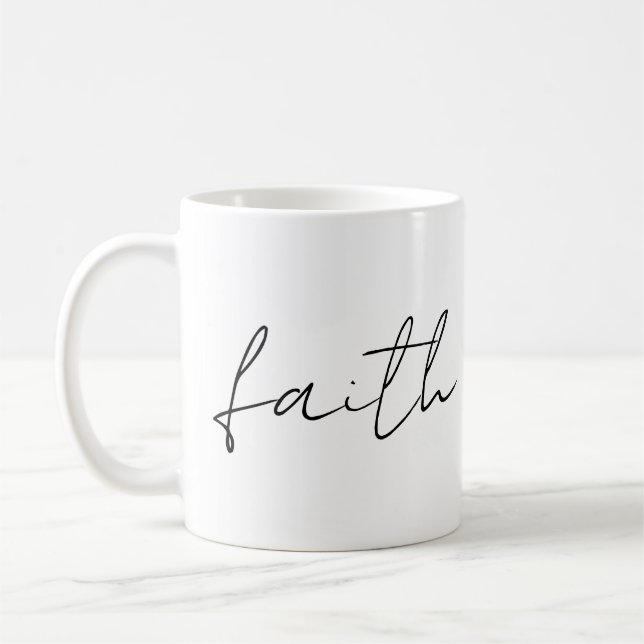 Simple Black White Handskriven Faith Art Kaffemugg (Vänster)