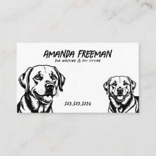 Simple Black & White Labrador Art Hund Walking Visitkort