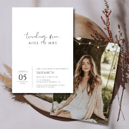 Simple Black White Miss till Mrs Möhippa Photo Inbjudningar