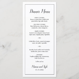 Simple Black White Modern Elegant bröllop Meny