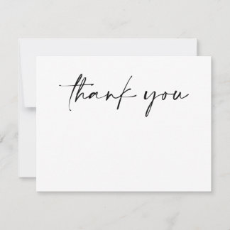 Simple Black & White Modern Minimalist Thank You Anteckningskort
