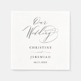 Simple Black White Modern Script Bröllop Pappersservett