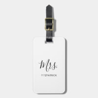 Simple Black White Mrs Last Name Newlyed Bride