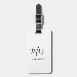 Simple Black White Mrs Last Name Newlyed Bride Bagagebricka