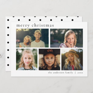 Simple Black & White Multi Photo God jul Julkort