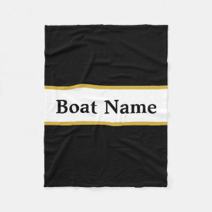 Simple Black White och Guld med Boat Namn Fleecefilt