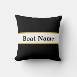 Simple Black White och Guld med Boat Namn Kudde