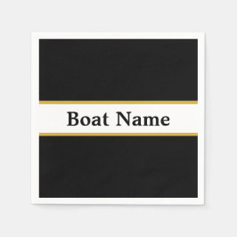 Simple Black White och Guld med Boat Namn Pappersservett