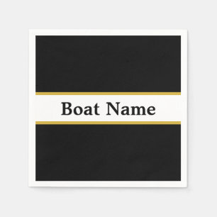 Simple Black White och Guld med Boat Namn Pappersservett