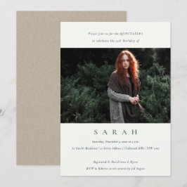 Simple Black White Photo Quinceañera Inbjudan