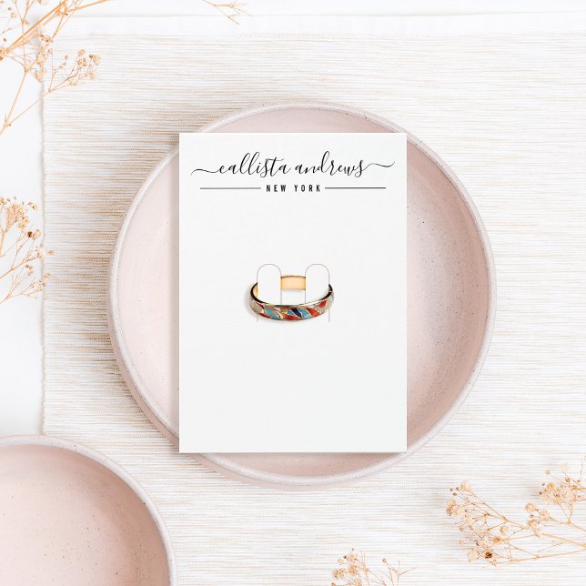 Simple Black White Script Brooch Visning Card Visitkort (Skapare uppladdad)