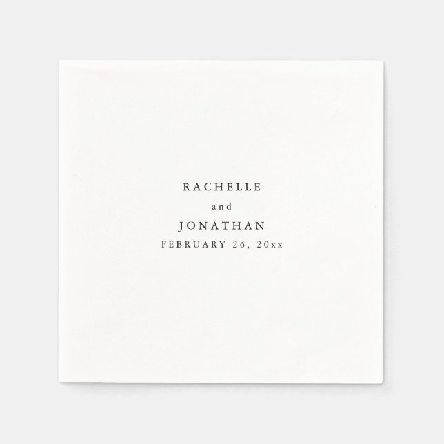 Simple Black White Simple Monogram Bröllop Napkins Pappersservett (Framsidan)