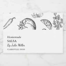 Simple Black & White Tomato Salsa-etikett Mat Etiketter