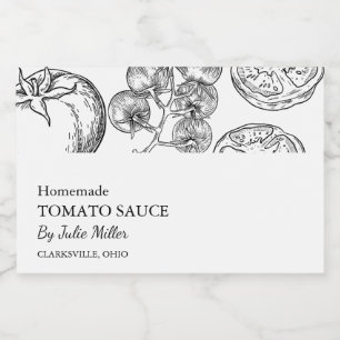Simple Black & White Tomato Sauce-etikett Mat Etiketter