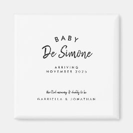 Simple Black White Typogrpahy Pregnancy Magnet