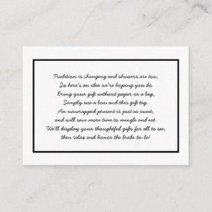 Simple Black White Visning dusch Insert + märkre Tilläggskort