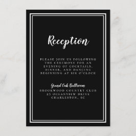 Simple Black White Wedding Reception Classic Ram Tilläggskort