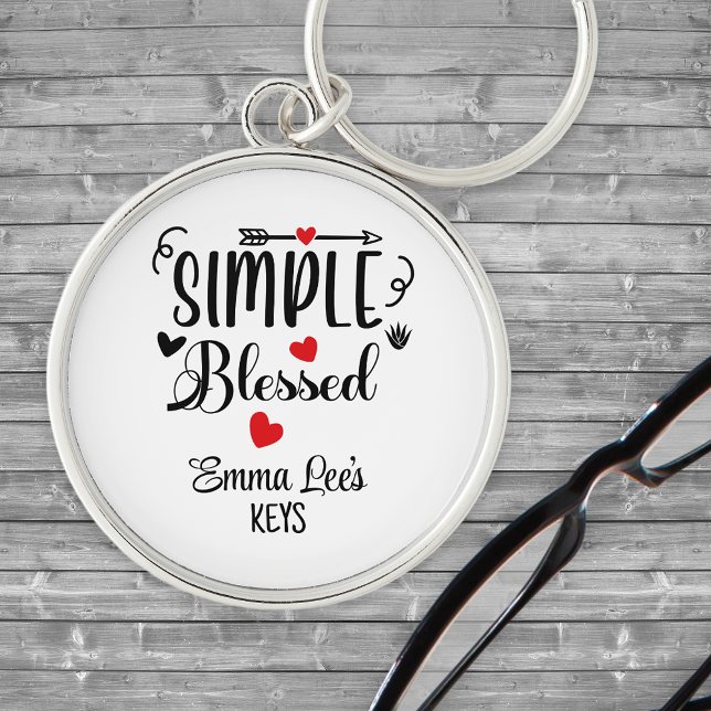 Simple Blessed Christian Saying Custom Rund Silverfärgad Nyckelring (Skapare uppladdad)