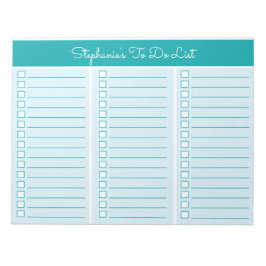 Simple Blocks Teal 8.5x11 Three Column Checklist Anteckningsblock