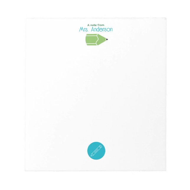 Simple Blue and Green Crayon Kindergarden Teacher Anteckningsblock (Framsida)
