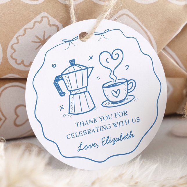 Simple Blue Baby Is Brewing Thank You Gåvor Etiketter (Skapare uppladdad)