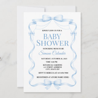 Simple Blue Baby Shower Invitation Inbjudningar