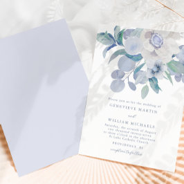 Simple Blue Blommigt Bouquet-bröllopsinbjudan Meddelande