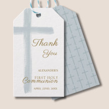 Simple Blue Cross Thank You First Holy Communion