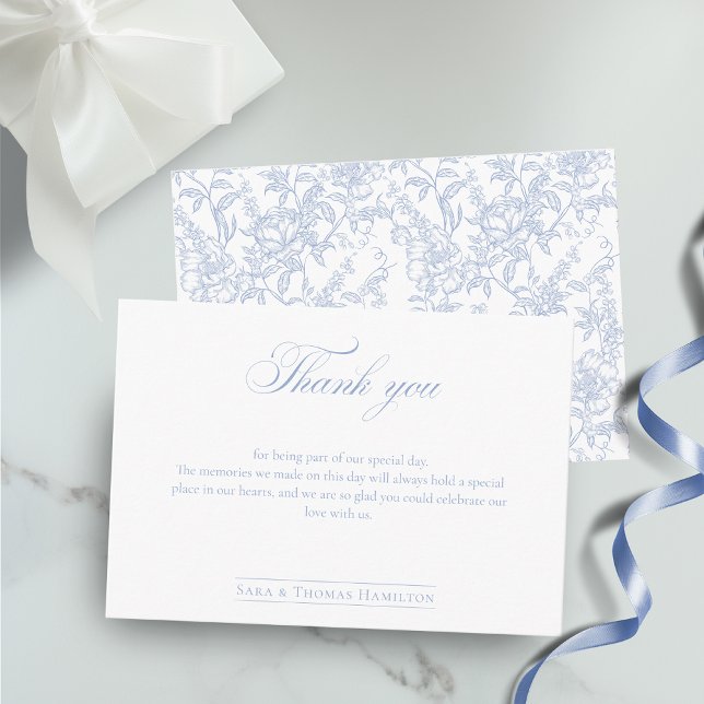 Simple Blue Floral Chinoiserie Classic Wedding Tack Kort (Skapare uppladdad)