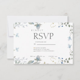 Simple Blue Floral RSVP Card OSA Kort
