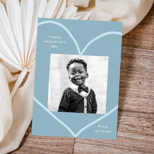 Simple Blue Heart Classroom Valentine Day Card Anteckningskort