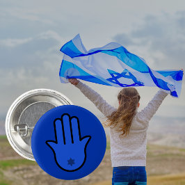 Simple Blue Jewish Hamsa med David Star Knapp