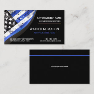Simple Blue Line Police US FLAGGA Visitkort