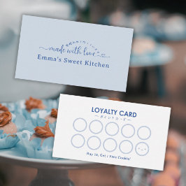 Simple Blue Made with Love Bakery Rewards Loyalty Visitkort