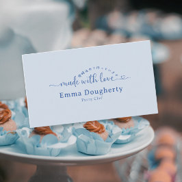 Simple Blue Made with Love Typography Bakery Visitkort