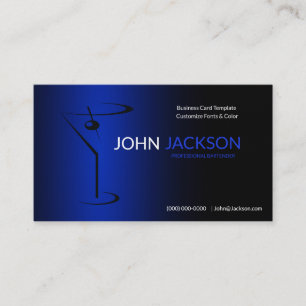 Simple Blue Martini Bartender-mall Visitkort