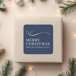Simple blue modern Merry Christmas  Fyrkantigt Klistermärke