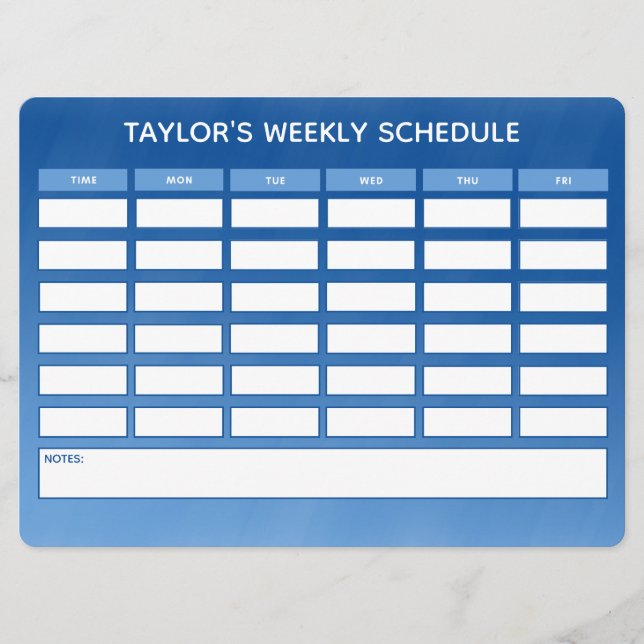 Simple Blue Ombre Weekly School Schedule (Framsida)