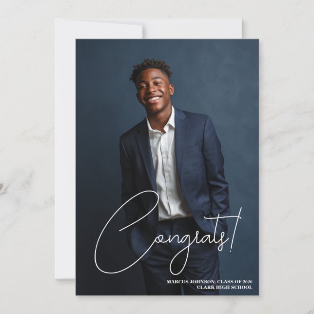 Simple Blue Photo 2026 Graduation Announcement (Framsida)