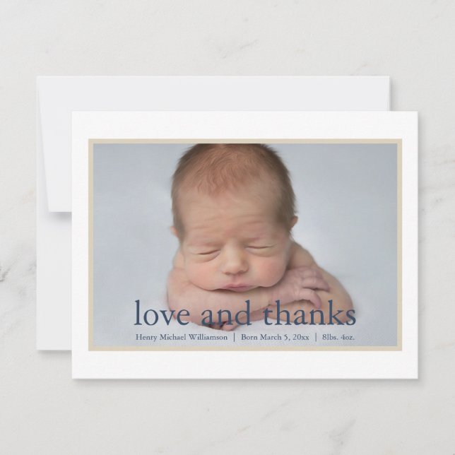 Simple Blue Tan Newborn Photo Tack Kort (Framsida)