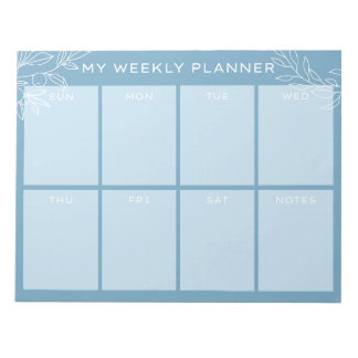Simple Blue Weekly Planner Notepad Anteckningsblock