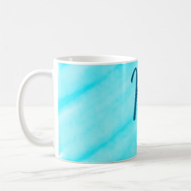 simple blue whi watercolor lines add your monogram kaffemugg (Vänster)