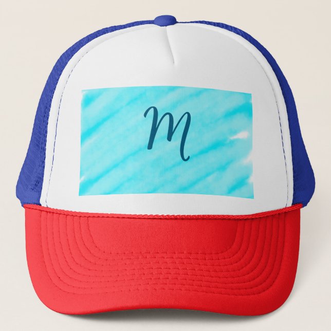 simple blue whi watercolor lines add your monogram keps (Framsida)