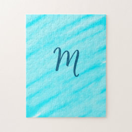 simple blue whi watercolor lines add your monogram pussel