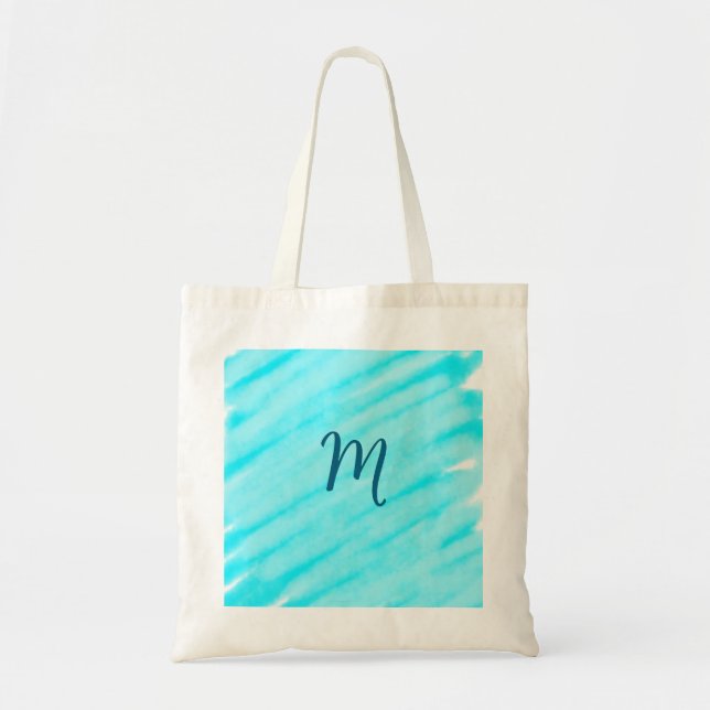 simple blue whi watercolor lines add your monogram tygkasse (Framsidan)