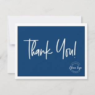 Simple Blue White Company Logotyp Social Tack Kort
